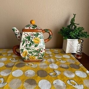 Pacific Rim hand painted Lemons and berries teacup and teapot set